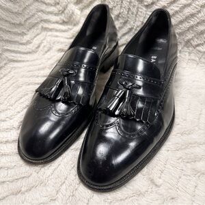 Bally Vintage Black Leather Tassel Fringe Loafer Alcoa, Switzerland, US 10.5 D